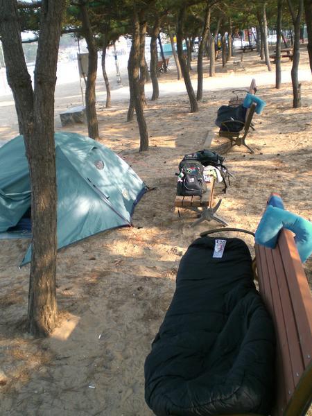 Our beachside campsite
