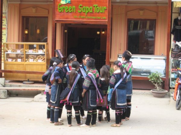 A few girls from the Black Hmong tribe in the town square