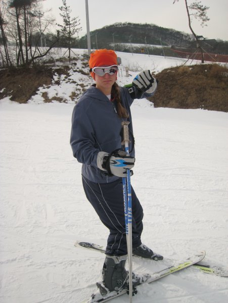 Giving the skis a go