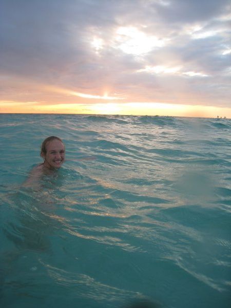 Cathy in the warm water