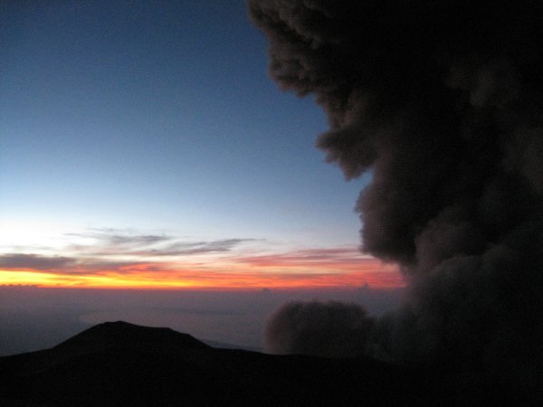 Sunrise and volcanic eruptions