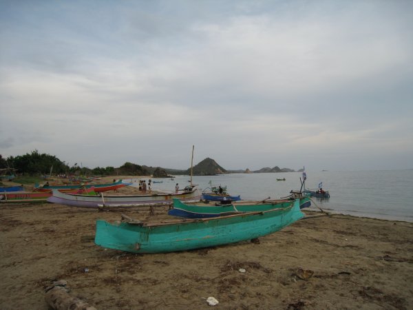 Beachfront with fishing boats