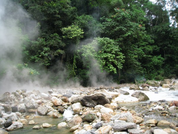 Steaming hot springs