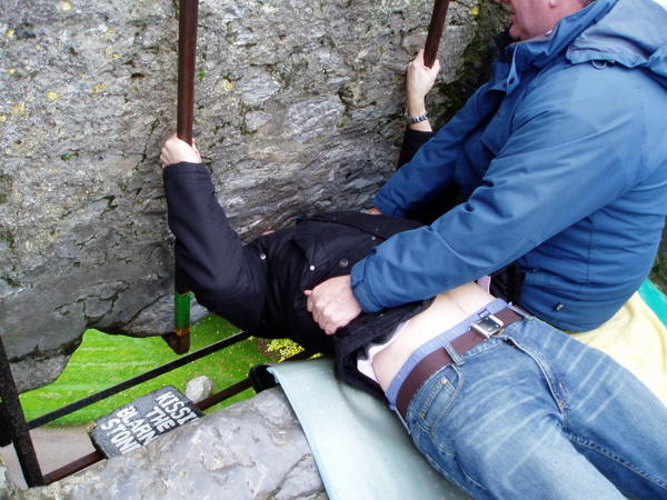 Kieran kissing the Blarney Stone