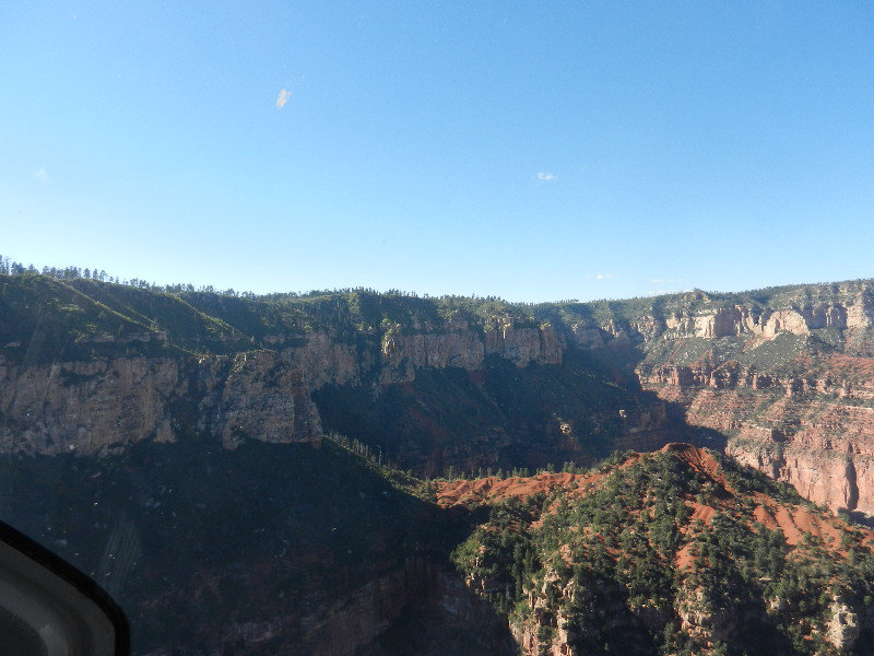 De canyonwand boven ons