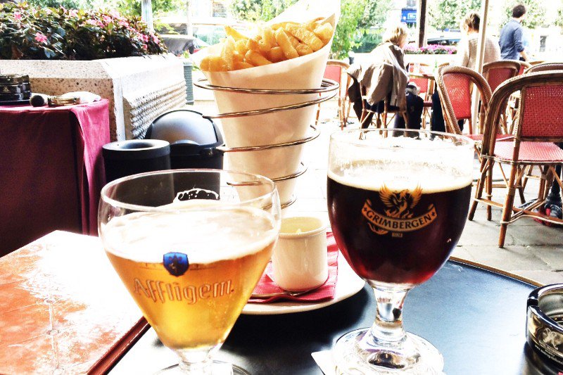Beer and fries at the hotel restaurant