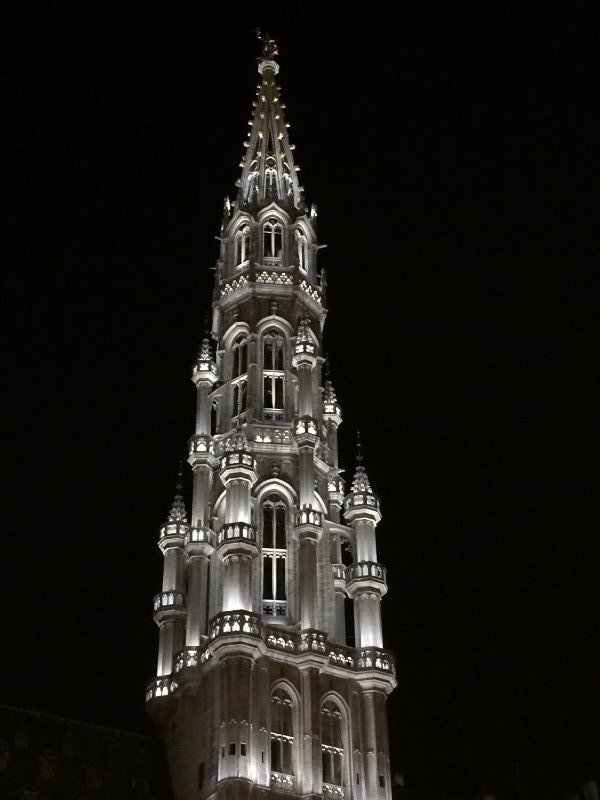 Beautifully lit tower of the City Hall