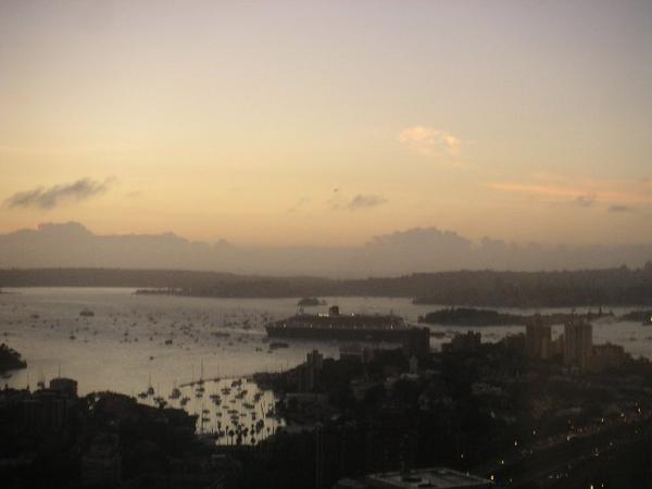 Queen Mary 2 at 6 am in Sydney Harbour