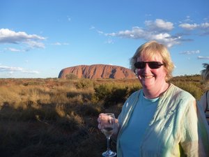 Toasting sunset at Uluru