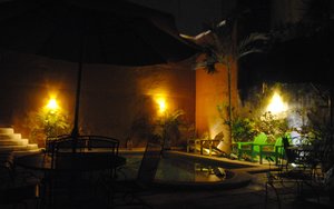 Our hotel pool in the evening