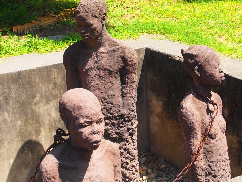 Statues representing the slave trade in Stone Town