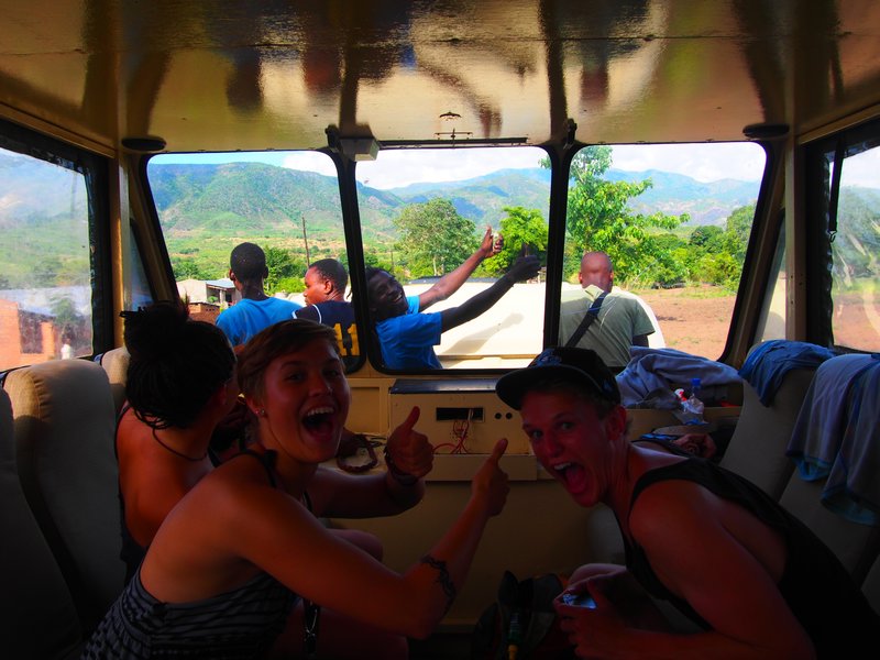 Giving the locals a lift into town in Malawi