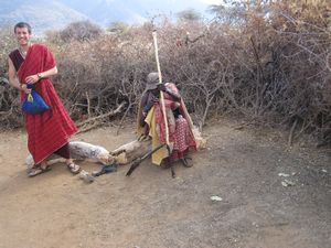 Ndukai making me a Masai stick