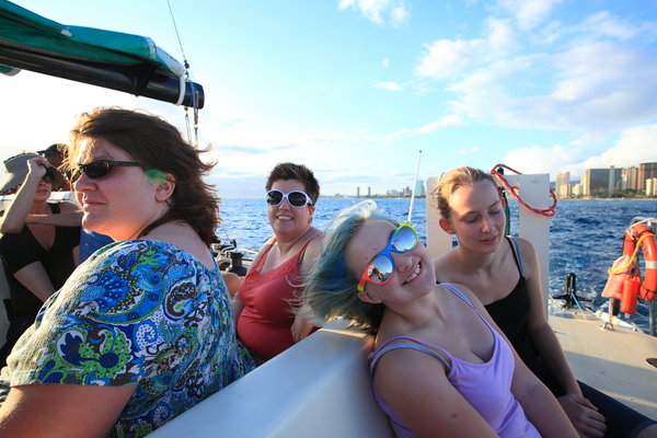 (Most of) Us on the Maita'i Catamaran