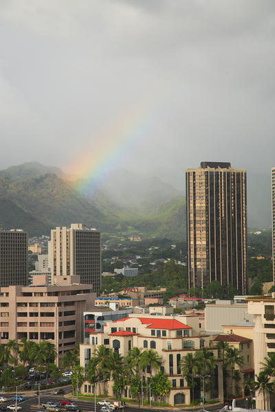 Honolulu Rainbow Seen From Aloha Tower