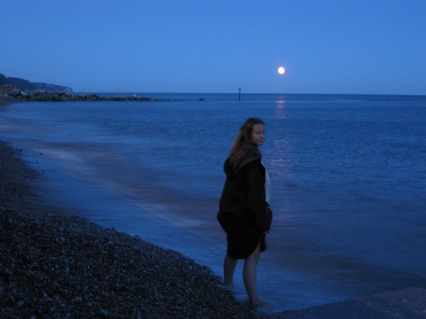 The almost full moon and English Channel