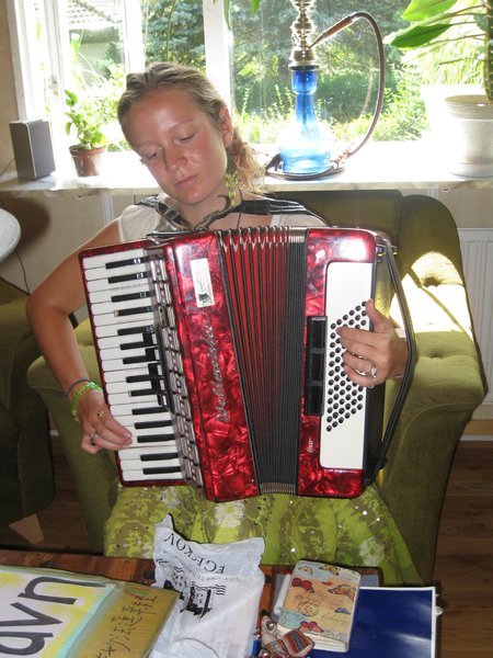 Phoenix trying out the Accordian