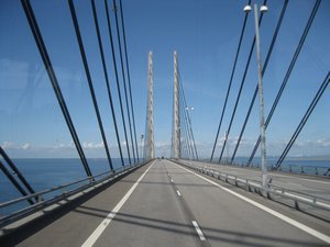 Crossing the bridge from Denmark to Sweden