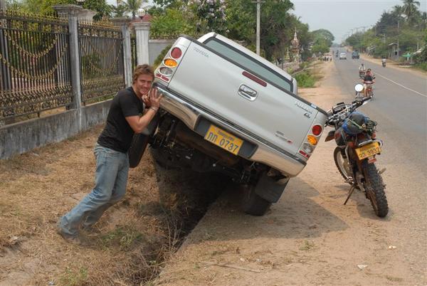 ... and a ute in a ditch