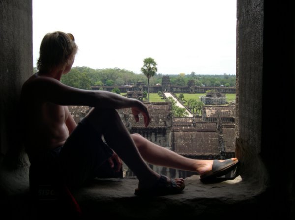 Looking out from Angkor Wat itself