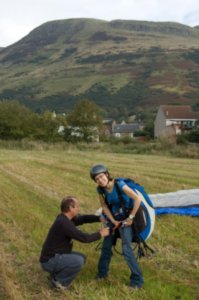Trace tries some ground handling of a paraglider wing