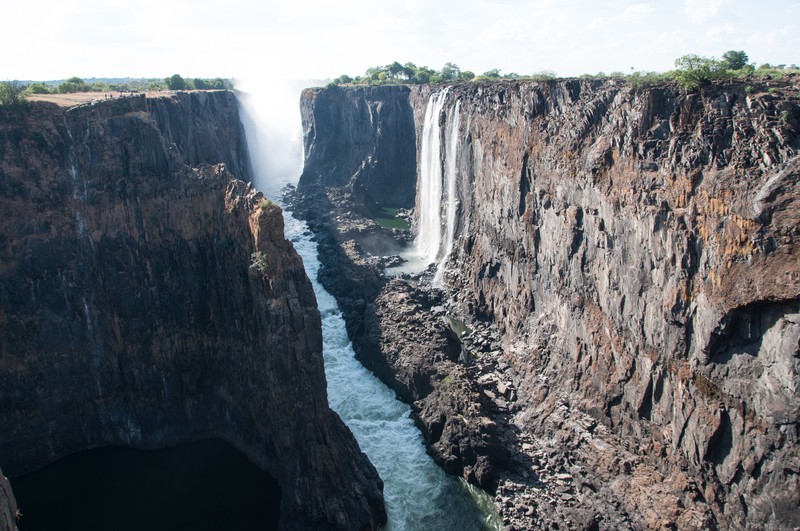 The east end of Victoria Falls, low flow but building