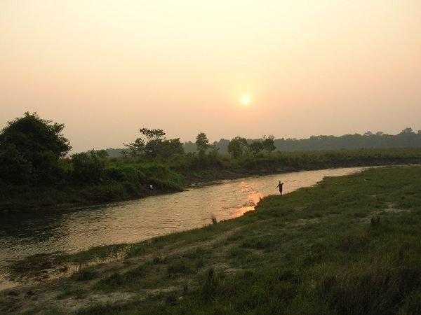 Sunset in Chitwan, the Jungle in the south of Nepal