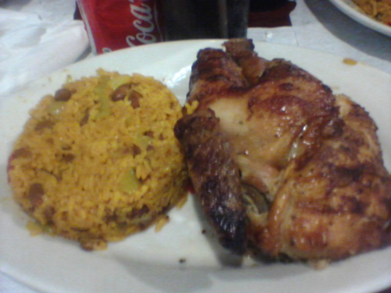 Roasted chicken and rice and beans from Bebo's Cafe