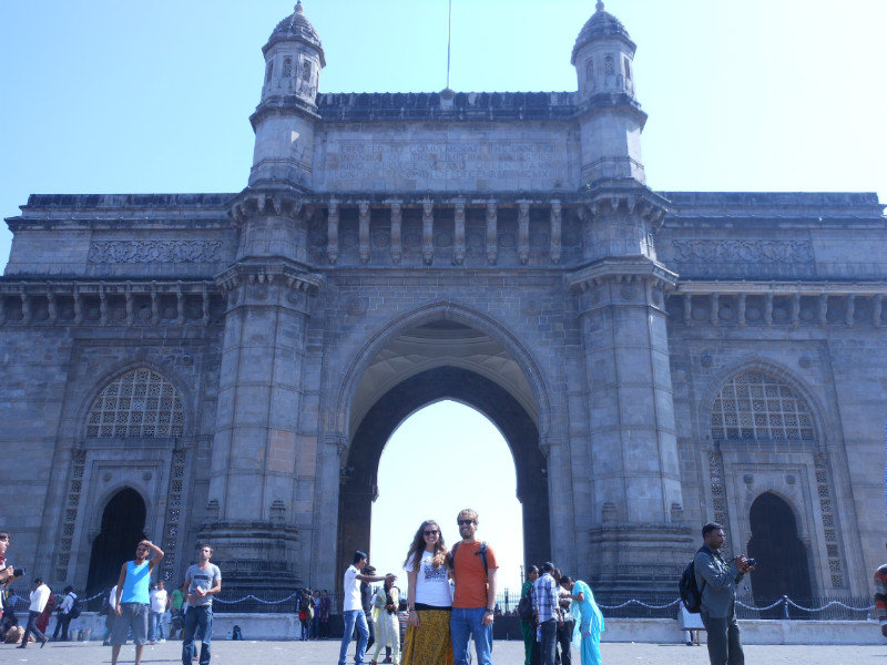 In front of the Gateway to India 
