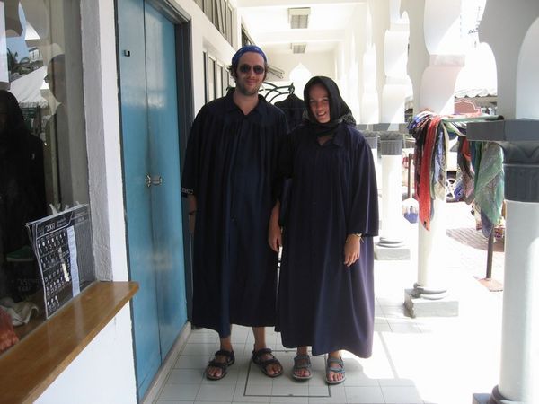 Robed up for the mosque.