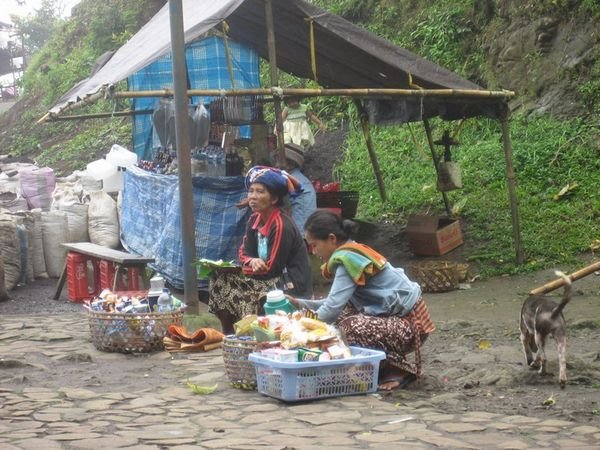 Ladies selling their wares at the temple.