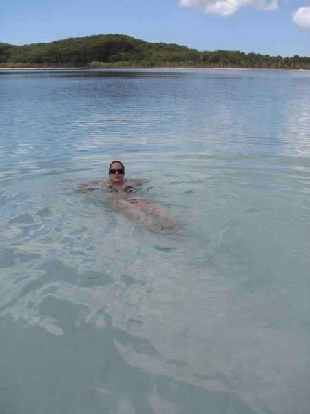 Relaxing in the cold waters of the lake.