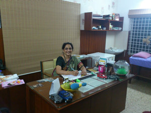 Dr Gowri in her office at Sonia Clinic