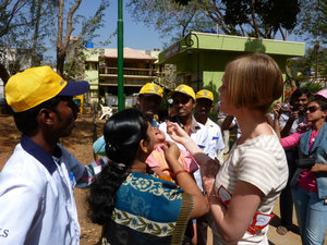 Diane administering life saving polio vaccines
