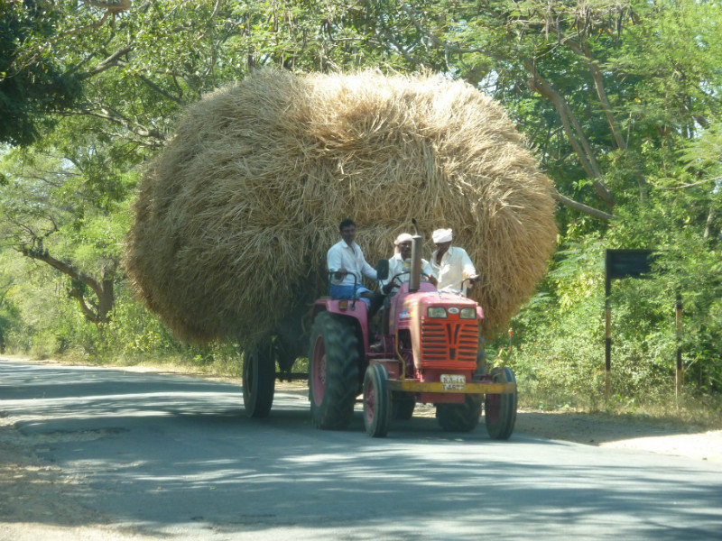 Tractor with gigantic load of hay!!! 