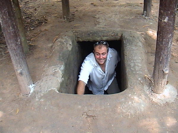climbing out the tunnel at Cu Chi