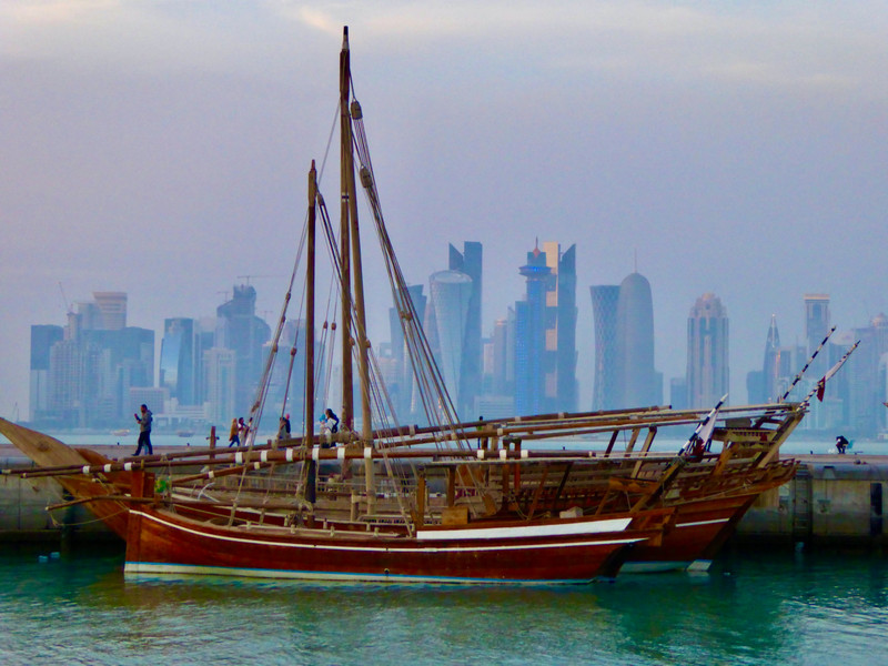 Old Pearl Diving Boat w/Doha in Background