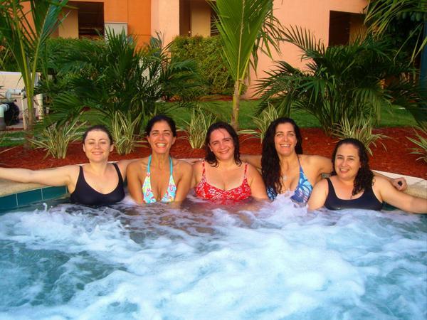 All our wonderful girls in one jacuzzi
