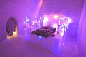 Bed inside Ice Museum