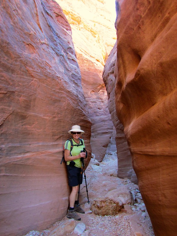 Kathy's sister, Mary Jean, in Wire Pass slot canyon