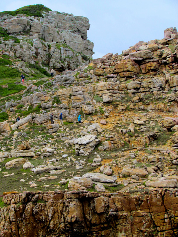 Tim & Linda climbing cliffs @Cape of Good Hope