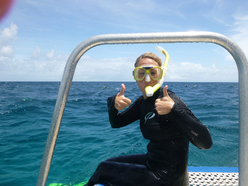 Great Barrier Reef - Hazel gives the thumbs up