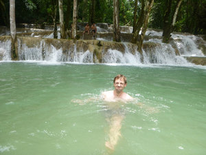 Luang Prabang  - waterfall near the Elephant Village - is it cold in there?!