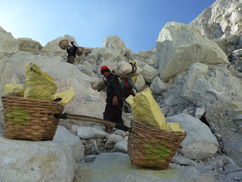 Kawah Ijen - Miners climbing out of the crater