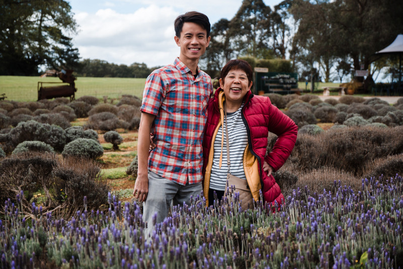 With Mum and Lavenders