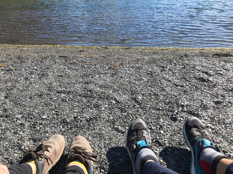 Resting by the lake with our feet