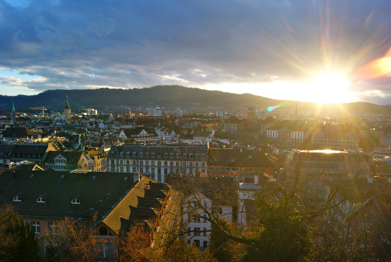 Sunset view of Zurich