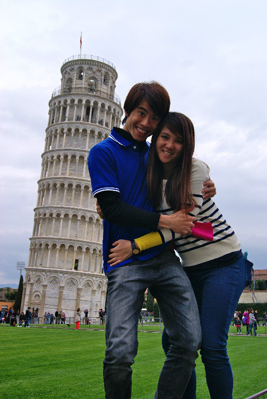 leaning by the leaning tower