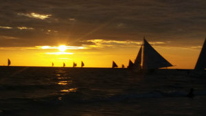 sunset with the sails