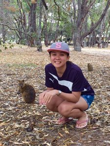Taking a pic with the resident quokkas on the island